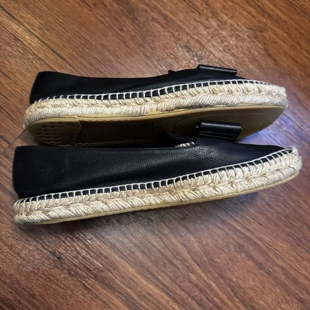 Ferragamo Black Sannio Leather Bow Espadrilles Size 8 - Picture 4 of 8